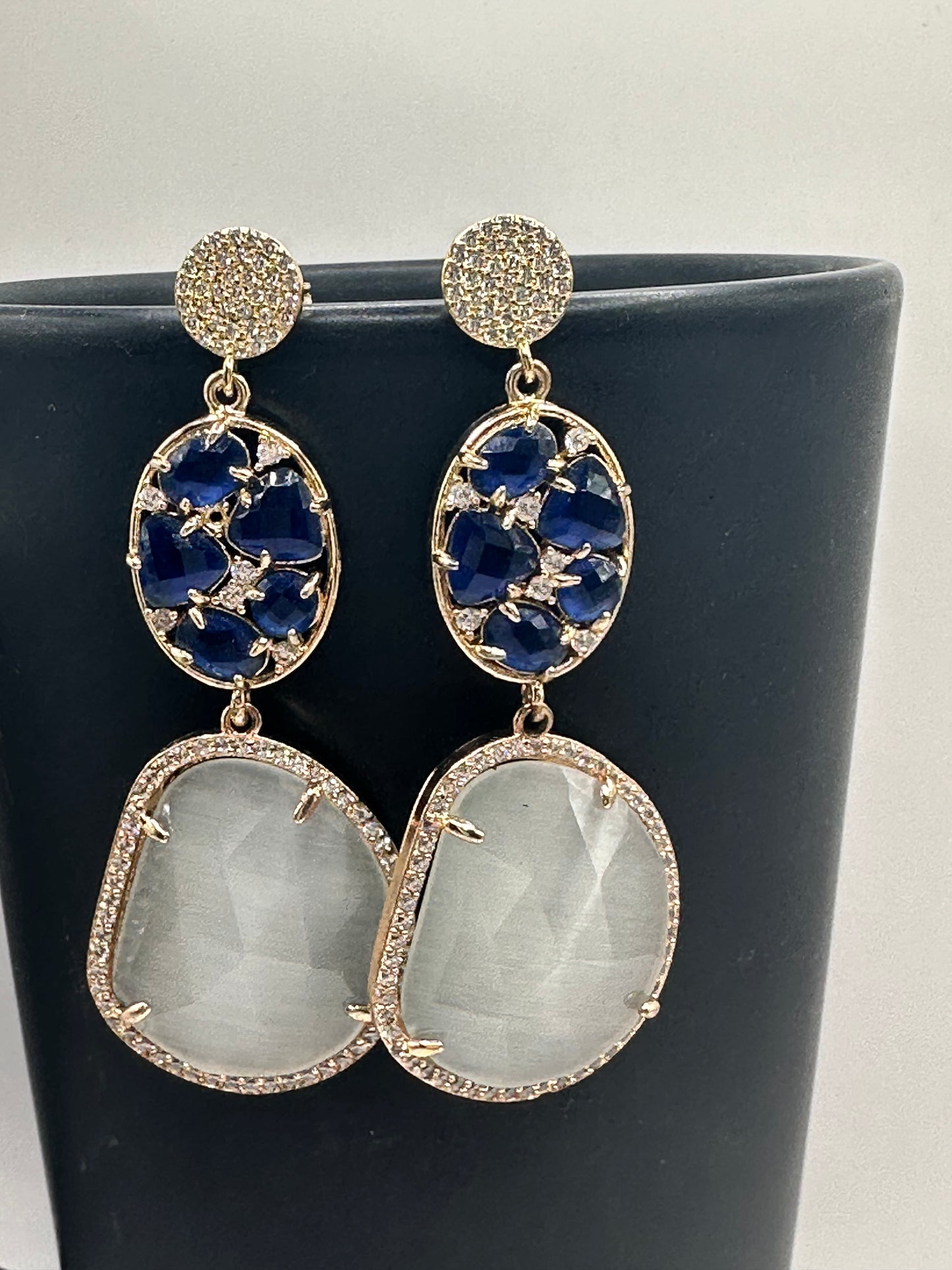 Blue/moonlight stone earrings