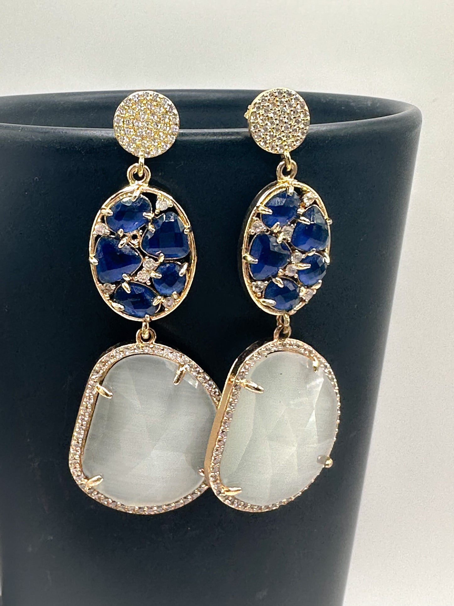 Blue/moonlight stone earrings